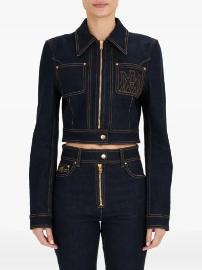 AMIRI EMBROIDERED ZIP-FRONT DENIM JACKET