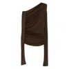 Amiri One-shoulder Ruched Top In Brown
