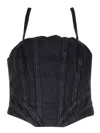 Amiri Faded Black Denim Corset Tops Black In Black