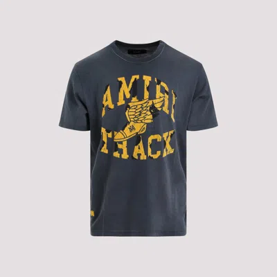 Amiri Track Logo-flocked Cotton-jersey T-shirt In Grey