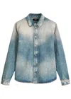 Amiri Men Light Blue Shirt With Used Effect In Denim Man In Light Blue 2