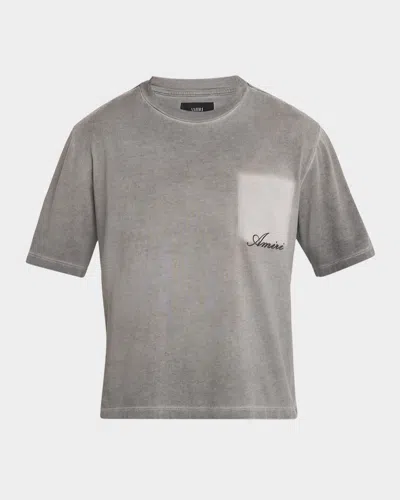 Amiri Faded Pocket Crop T-shirt In Gray