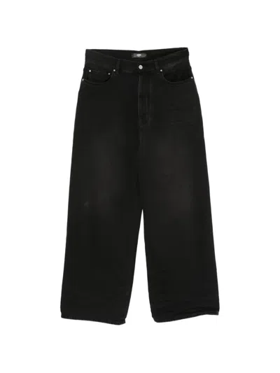 Amiri Denim Wide Leg Jeans Belt Loops In Black