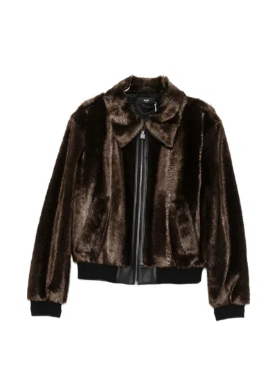 Amiri Faux Fur Blouson Jacket In Husk