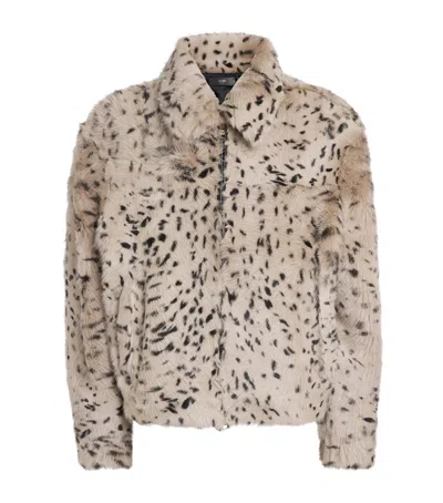 Amiri Faux Fur Deer Leather Jacket In Neutral