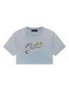 Amiri Filigree Cropped T-shirt In Blue