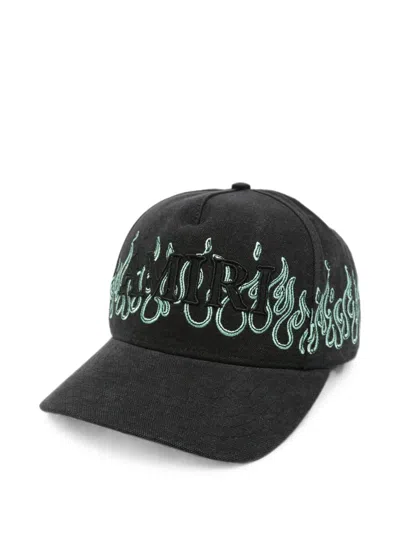 Amiri Flame-embroidered Logo-patch Baseball Cap In Black