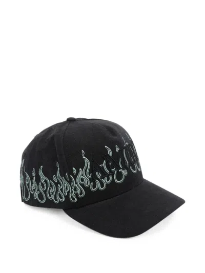 Amiri Flames-embroidered Baseball Cap In Black