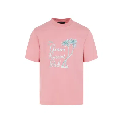 Amiri Flamingo Pink Cotton Resort Club Tee In Multicolor