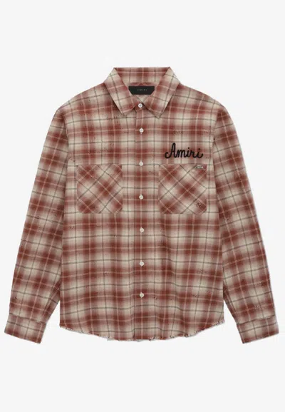 AMIRI FLANNEL CHECK BUTTON-UP SHIRT