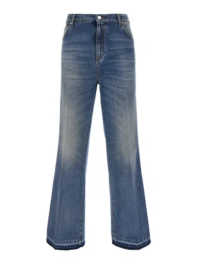 Amiri Flare Cut Cotton Jeans In Blue
