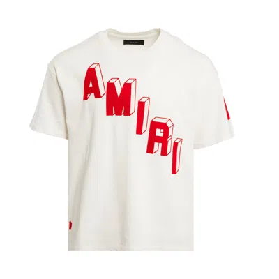 Pre-owned Amiri Flocked Hockey Skater Tee 'vanilla Ice' | White | Men's Size Xxl