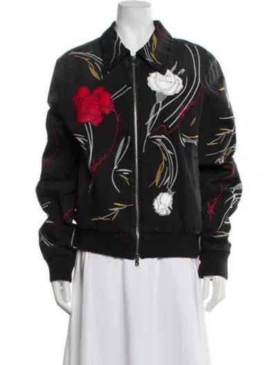 Pre-owned Amiri Floral Print Bomber Jacket W/ Tags In Black