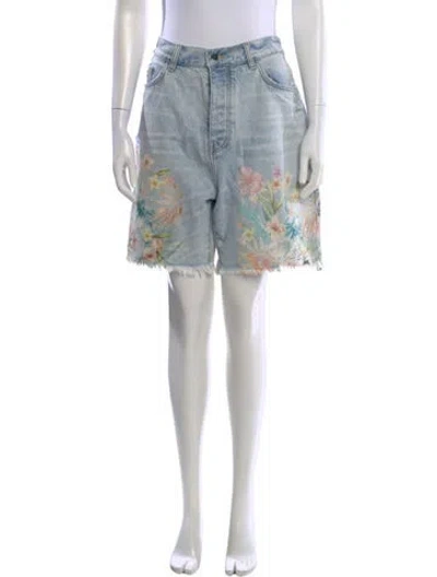 Pre-owned Amiri Floral Print Knee-length Shorts In Blue