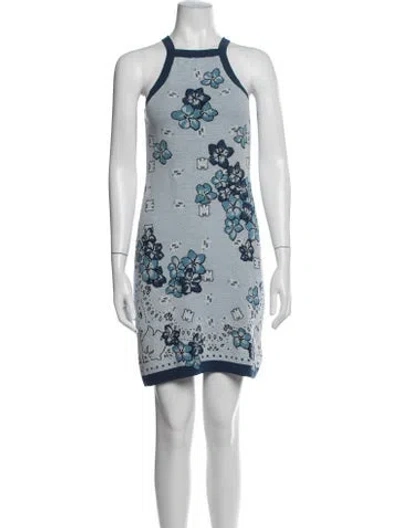 Pre-owned Amiri Floral Print Mini Dress In Blue
