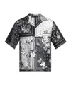 Amiri Black And White Bowling Shirt With Floral Bandana Print In Black