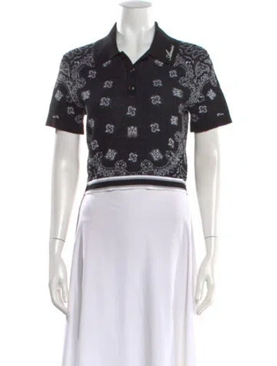 Pre-owned Amiri Floral Print V-neck Sweater In Black