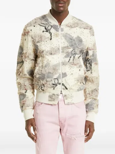 Amiri Floral Sequin Jacket In Neutral