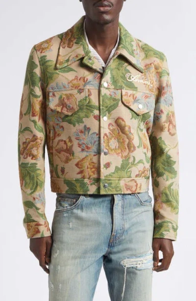 Amiri Floral Tapestry Jacket In Green