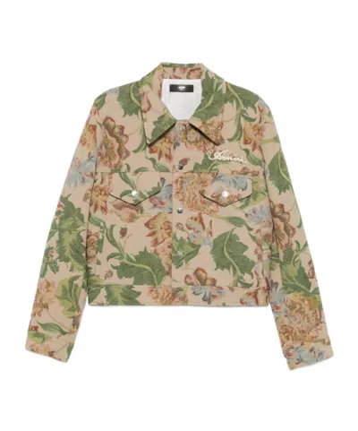 Amiri Floral-tapestry Logo-embroidered Jacket In Green