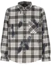 Amiri Ma Quad Bleach Splatter Flannel Button-up Shirt In Black