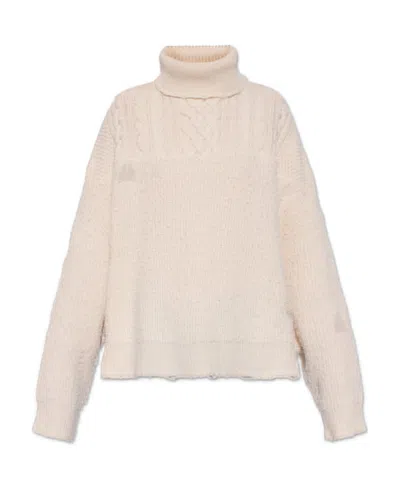 Amiri Frayed-knitted Roll-neck Jumper In Nude