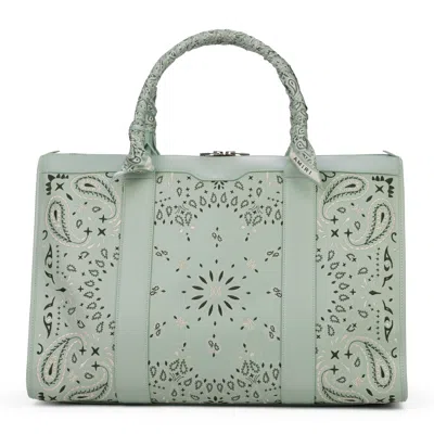 Amiri Frosty Green Bandana Weekender Bag In Gray