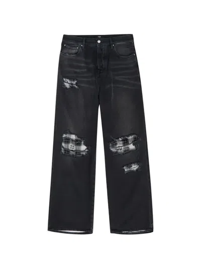Amiri Funnel Repair Distressed Relaxed-leg Jeans In Black