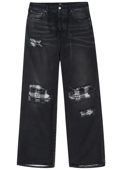Amiri Funnel Repair Distressed Relaxed-leg Jeans In Black
