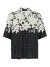 Amiri Garden Black Bowling Shirt With Cuban Collar And All-over Floral Print In Tech Fabric Man