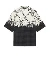 Amiri 'garden' Black Bowling Shirt With Cuban Collar And All-over Floral Print In Black