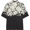 Amiri 'garden' Black Bowling Shirt With Cuban Collar And All-over Floral Print In Black