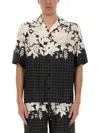 Amiri 'garden' Black Bowling Shirt With Cuban Collar And All-over Floral Print