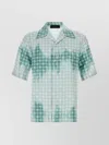 Amiri Geometric Pattern Short Sleeve Satin Top In Blue