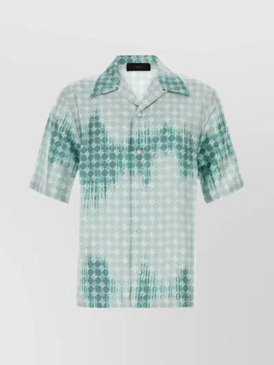 AMIRI GEOMETRIC PATTERN SHORT SLEEVE SATIN TOP