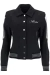 Amiri Bones Appliquéd Leather-trimmed Herringbone Wool-blend Bomber Jacket