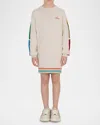 Amiri Girl's Bones Logo Intarsia Dress In Alabaster
