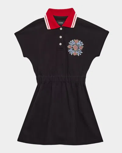 Amiri Kids' Girl's Out Of Trouble Ma Logo Polo Dress In Multi