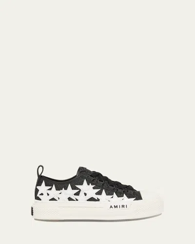 Amiri Glitter Stars Low-top Sneakers In Black And White