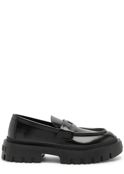 Amiri Glossed Leather Loafers In Black