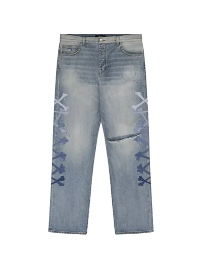 Amiri Gradient Bones Straight-leg Jeans In Blue