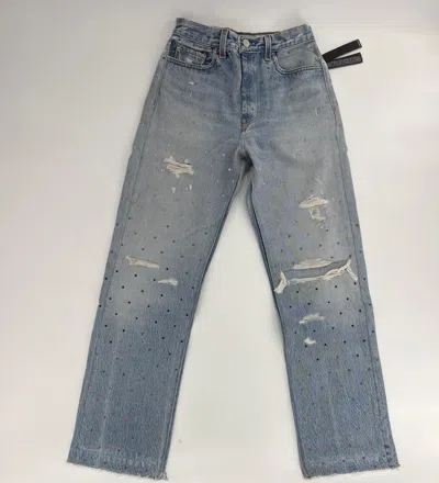 Amiri Gradient Crystal Recon Denim Jeans- Multi Indigo In Blue