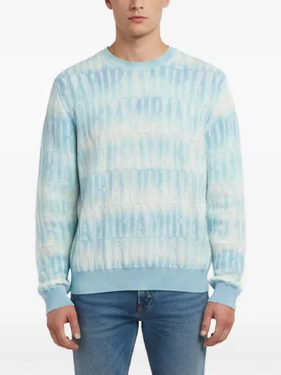 Pre-owned Amiri Gradient Logo-pattern Sweater In Blue