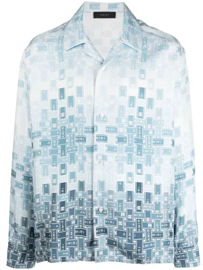 AMIRI GRADIENT TAPE-PRINT SILK SHIRT