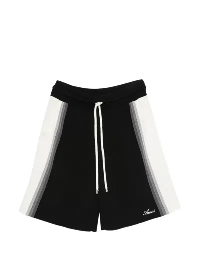 Amiri Gradient-stripe Knitted Shorts In Black