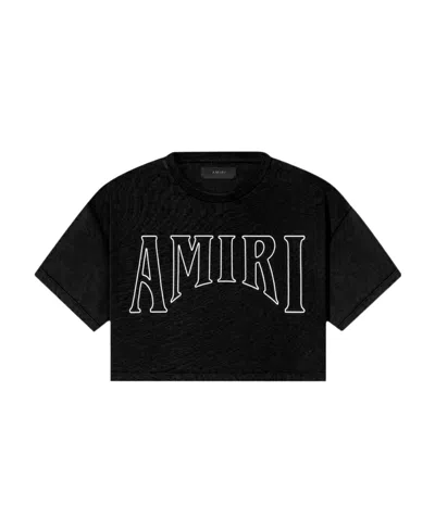 Amiri Graphic Logo-print Cropped T-shirt In Black