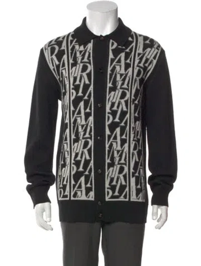 Pre-owned Amiri Graphic Print Collar Cardigan In Black