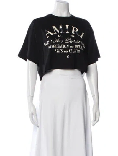 Pre-owned Amiri Graphic Print Crew Neck Crop Top In Black