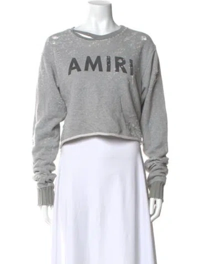 Pre-owned Amiri Graphic Print Crew Neck Crop Top In Gray