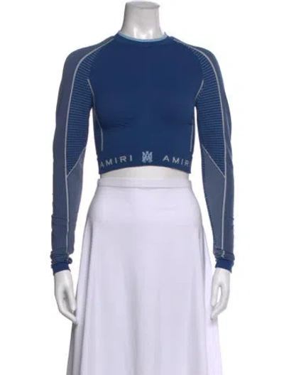 Pre-owned Amiri Graphic Print Crew Neck Crop Top W/ Tags In Blue